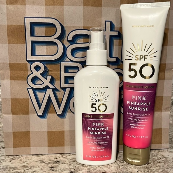 🆕 Bath & Body Works Pink Pineapple Sunrise Sunscreen Set SPF 50 - Picture 1 of 9